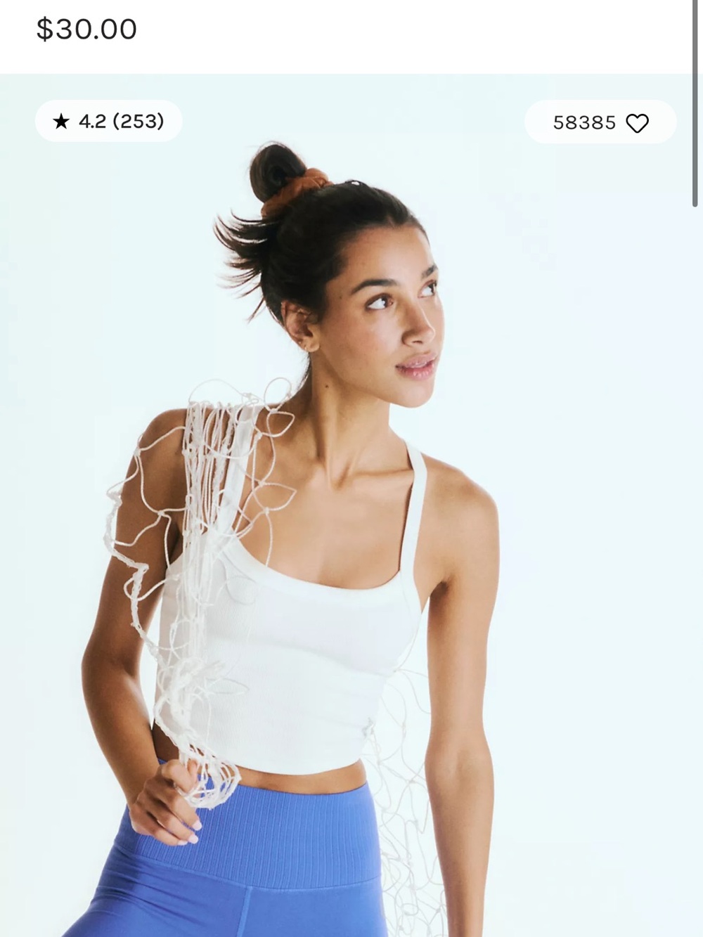 FP Movement by Free People White Scoop Crop Tank Top All Clear Solid Cami